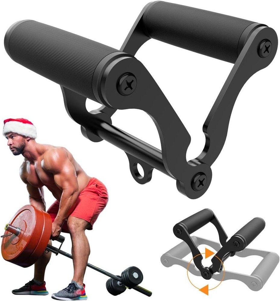 V Bar T-Bar Row Landmine Handle Attachment for Barbell Bars, Solid Mine Double