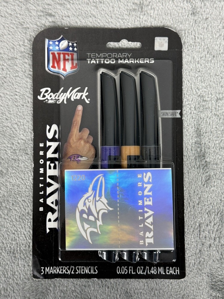 BodyMark BIC Temporary Tattoo Marker NFL Series Baltimore Ravens with stencils