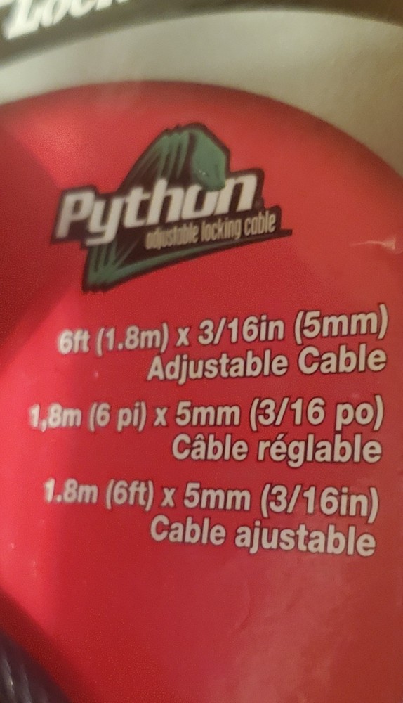 NEW! Master Lock 8417D Python Adjustable Locking Cable 6 ft (1.8m) Long Black