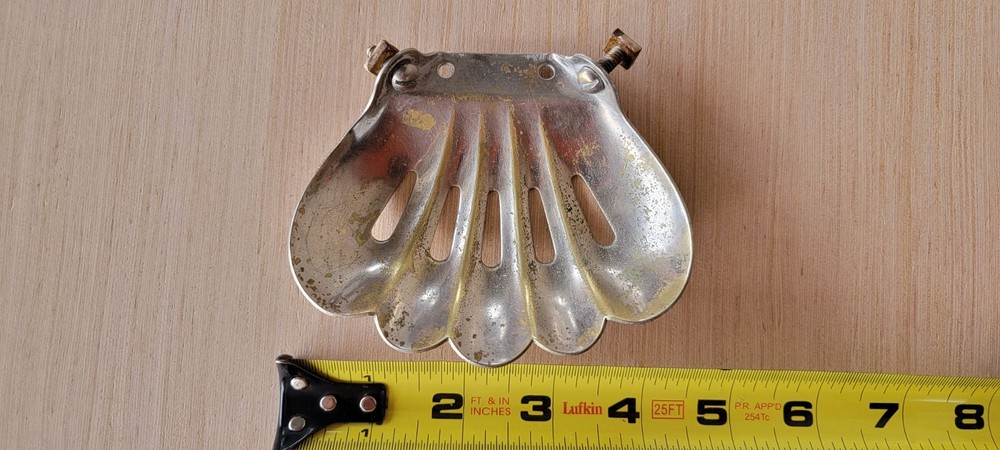 1910 Antique Clam Shell Brass Soap Holder