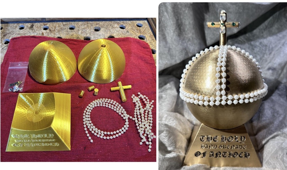 Holy Hand Grenade Of Antioch - Monty Python Replica Prop - 3D Printed Gold Kit