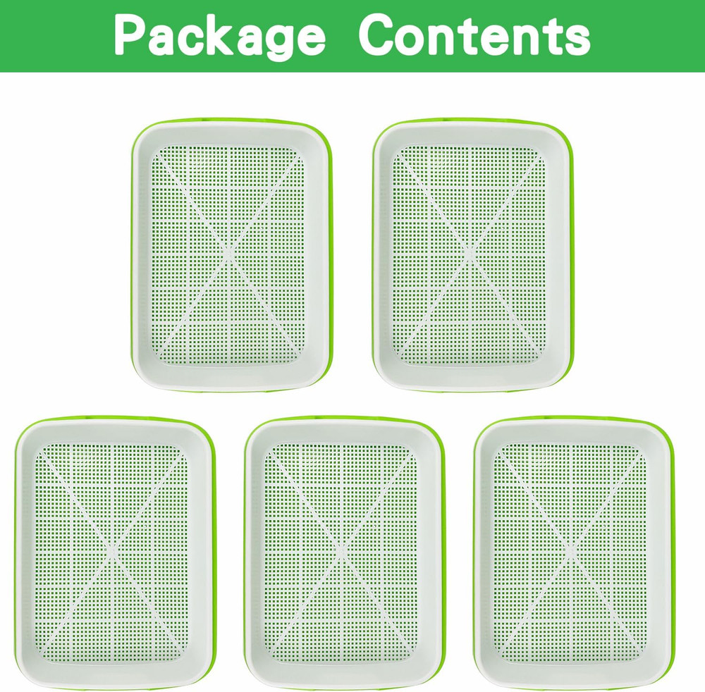 Microgreens Sprouter Tray Hydroponic Tray for Sprout Horticultural Hydropo 5 Pcs