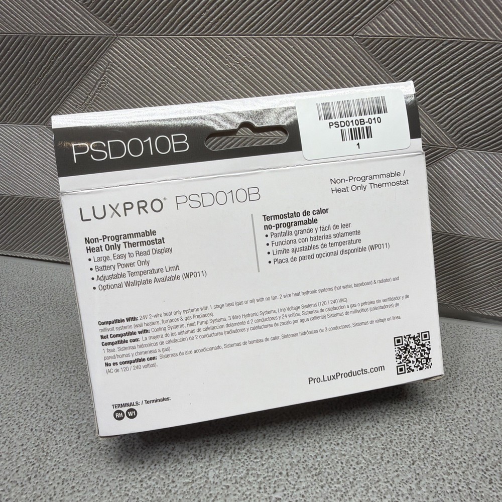 LUXPRO PSD010B NON PROGRAMMABLE / HEAT ONLY THERMOSTAT