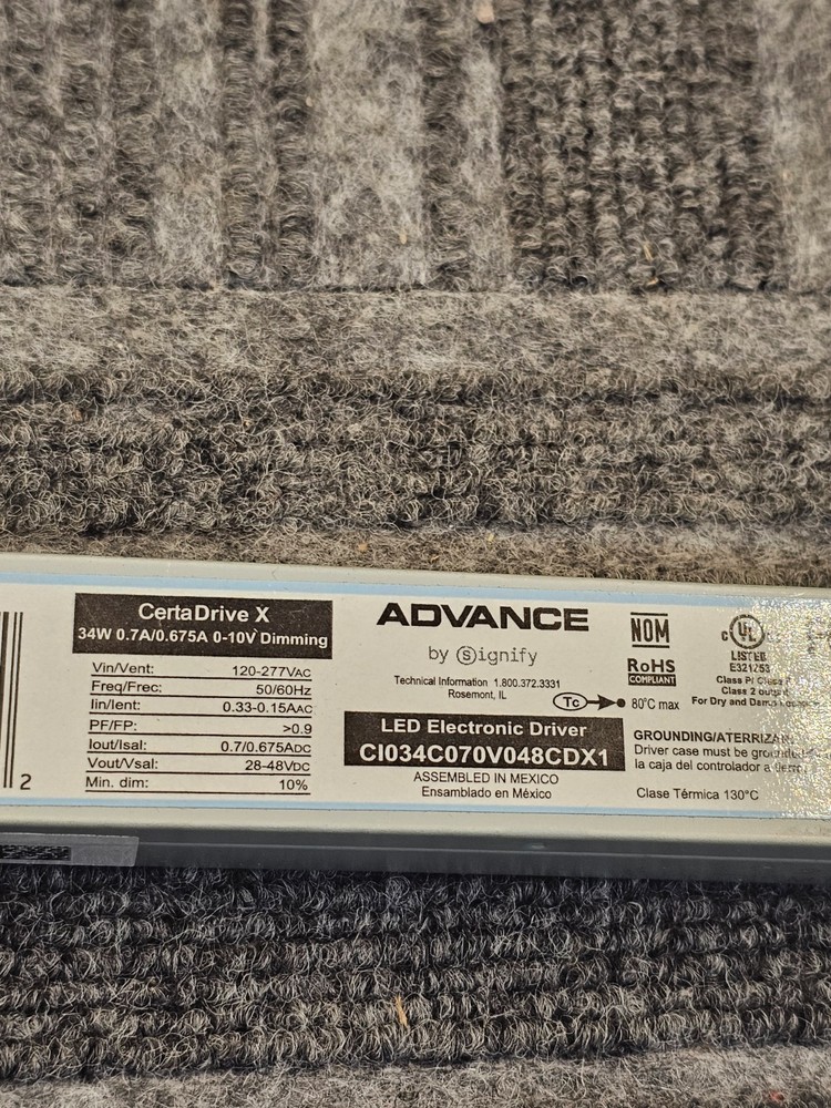 Advance CI034C070V048CDX1 LED Electronic Driver 34W 120V Dimmable