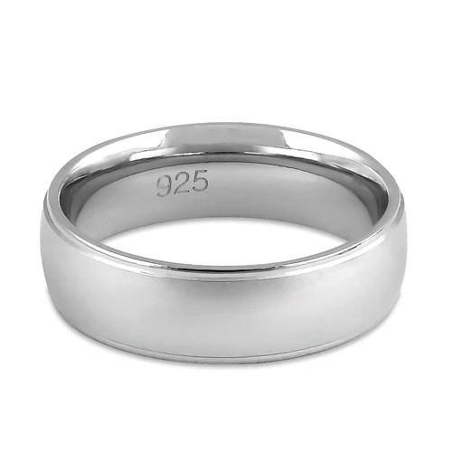 925 Sterling Silver Brushed Wedding Band Ring