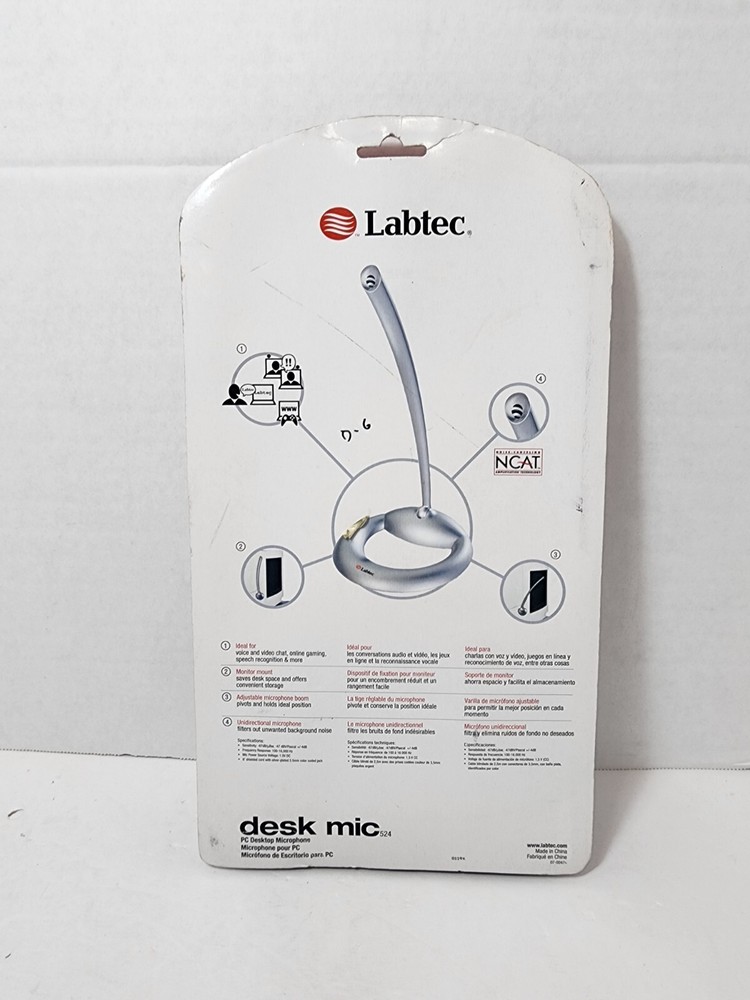 LABTEC PC DESKTOP MICROPHONE DESK MIC 524 NEW IN BOX