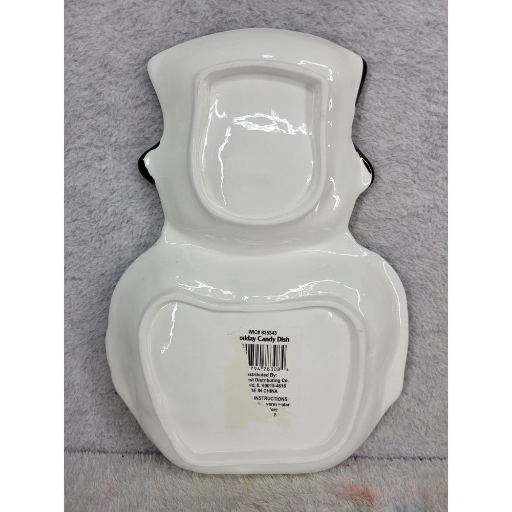 Holiday Candy Dish Snowman Ceramic Decorative Serving Plate 11"