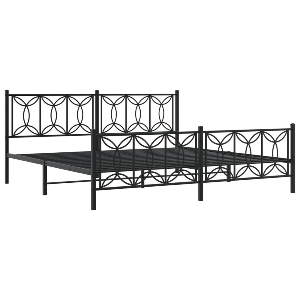 Bed Frame Black Steel Full Bed Bed Frame Rectangular Modern