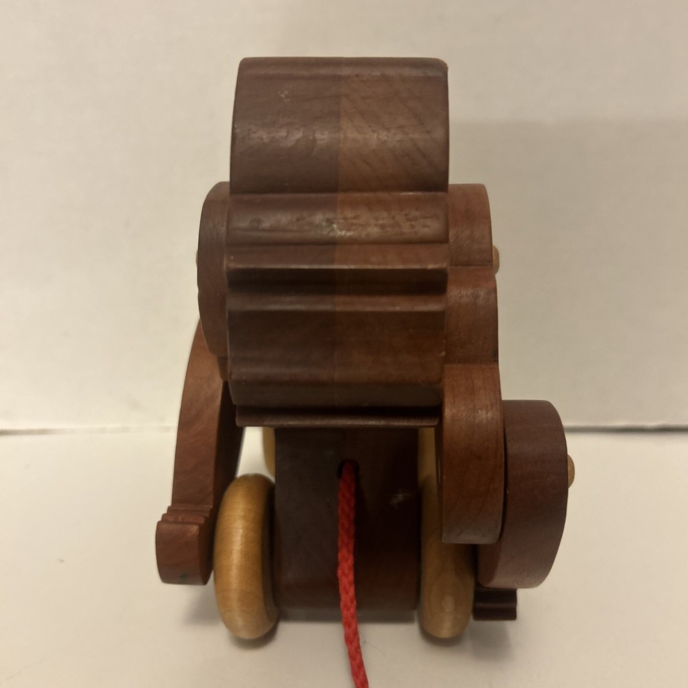 Vintage Wooden Gorilla Pull Roller Toy - Good Condition!