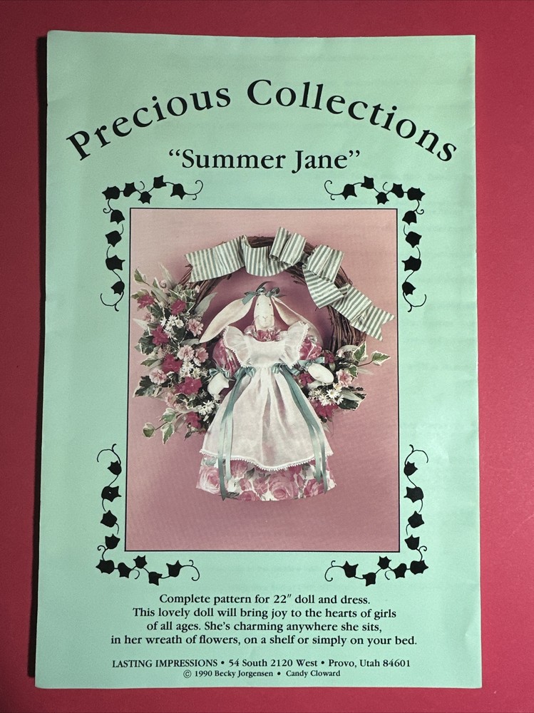 Stuffed Easter Bunny 22” Doll & Dress Whimsical Sewing Pattern New!