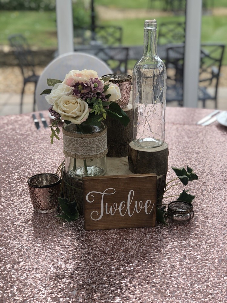 Round Sequin Tablecloth 132" Rose Gold