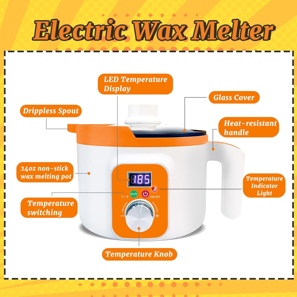 Candle Wax Melter Pot with LED Display & Precise Temperature Control, Electric W
