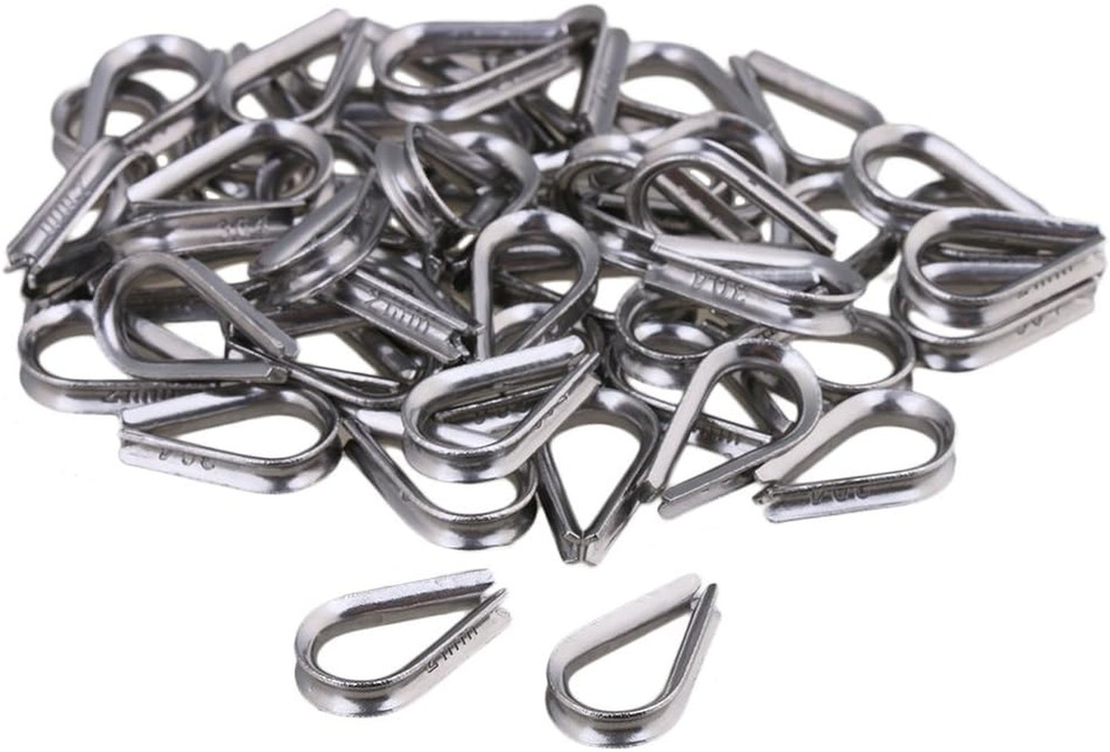 50Pcs 304 Stainless Steel Wire Rope Cable Thimble Rigging Galvanized for Wire (M