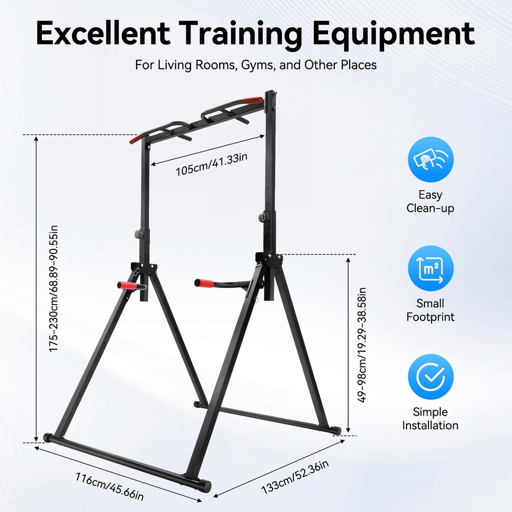 Foldable Pull Up Bar 5.74-7.55ft Height Adjustable Pull Up Dip Station Freest...