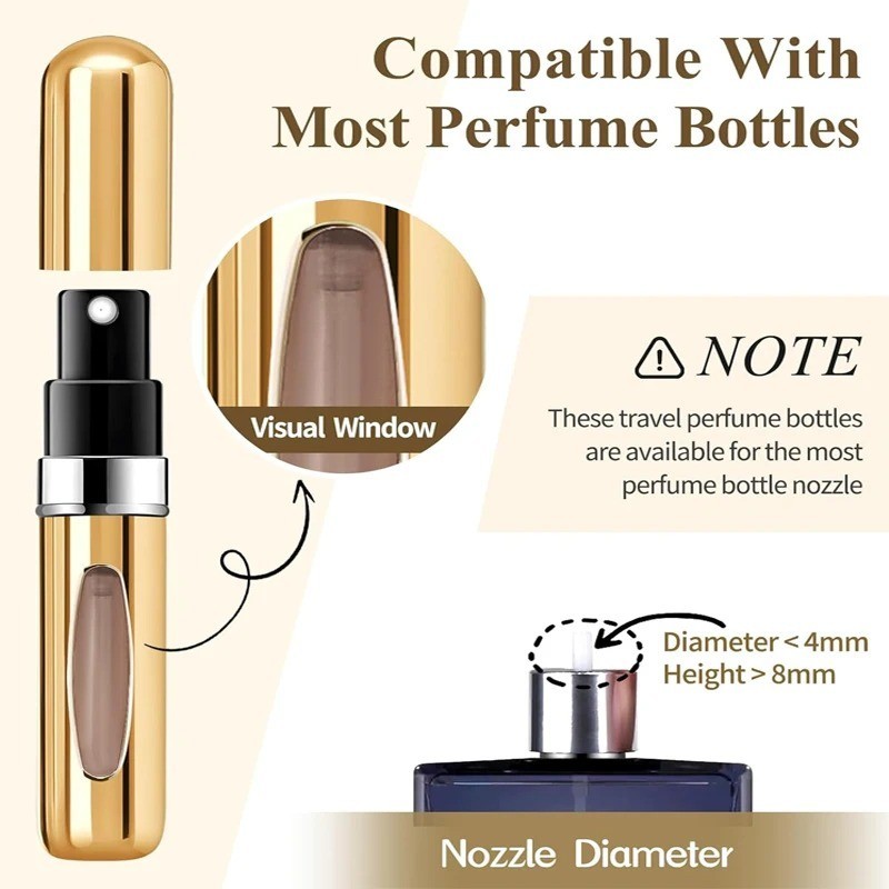 5ml Perfume Atomizer Refillable Spray Bottle Mini Aluminum Travel Container