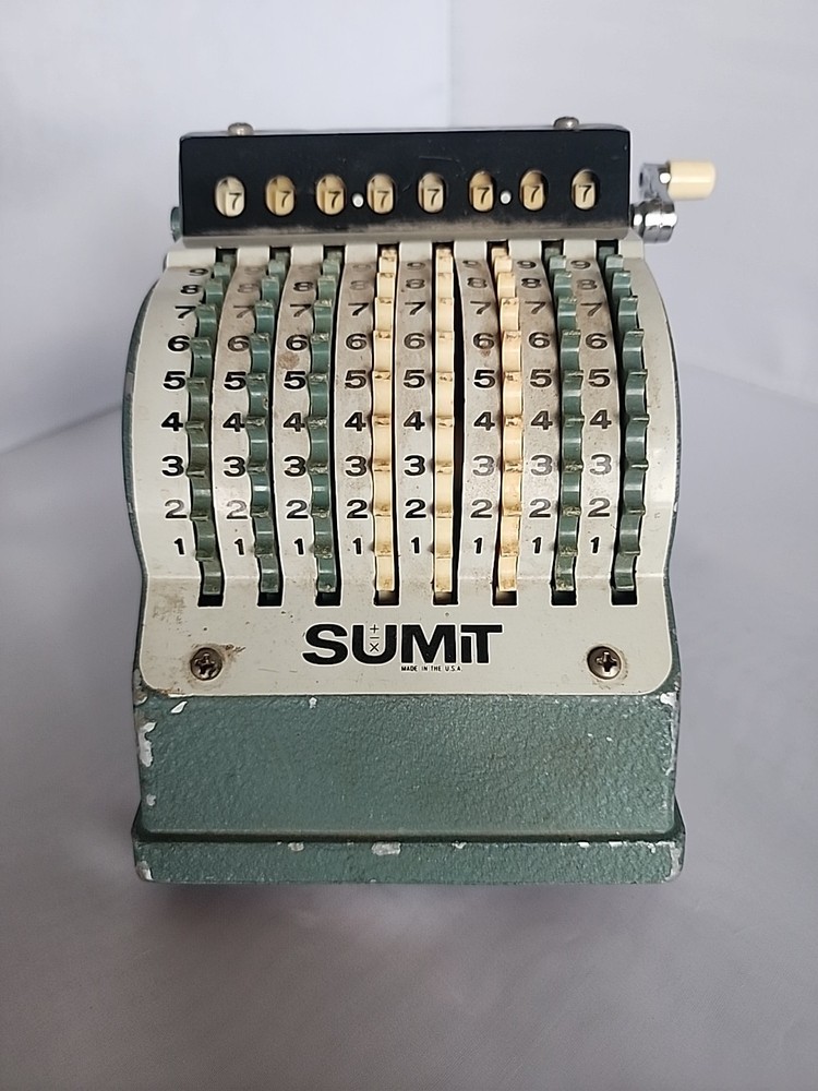 Vintage Sumit Manual Wheeled Calculator Adding Machine (Video)