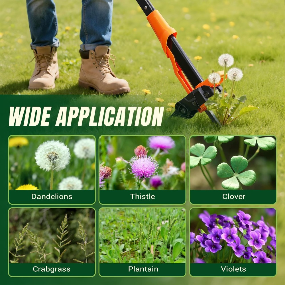 Stand Up Weed Puller Garden Root Remover Heavy Duty Weeder Tool Easy Eject