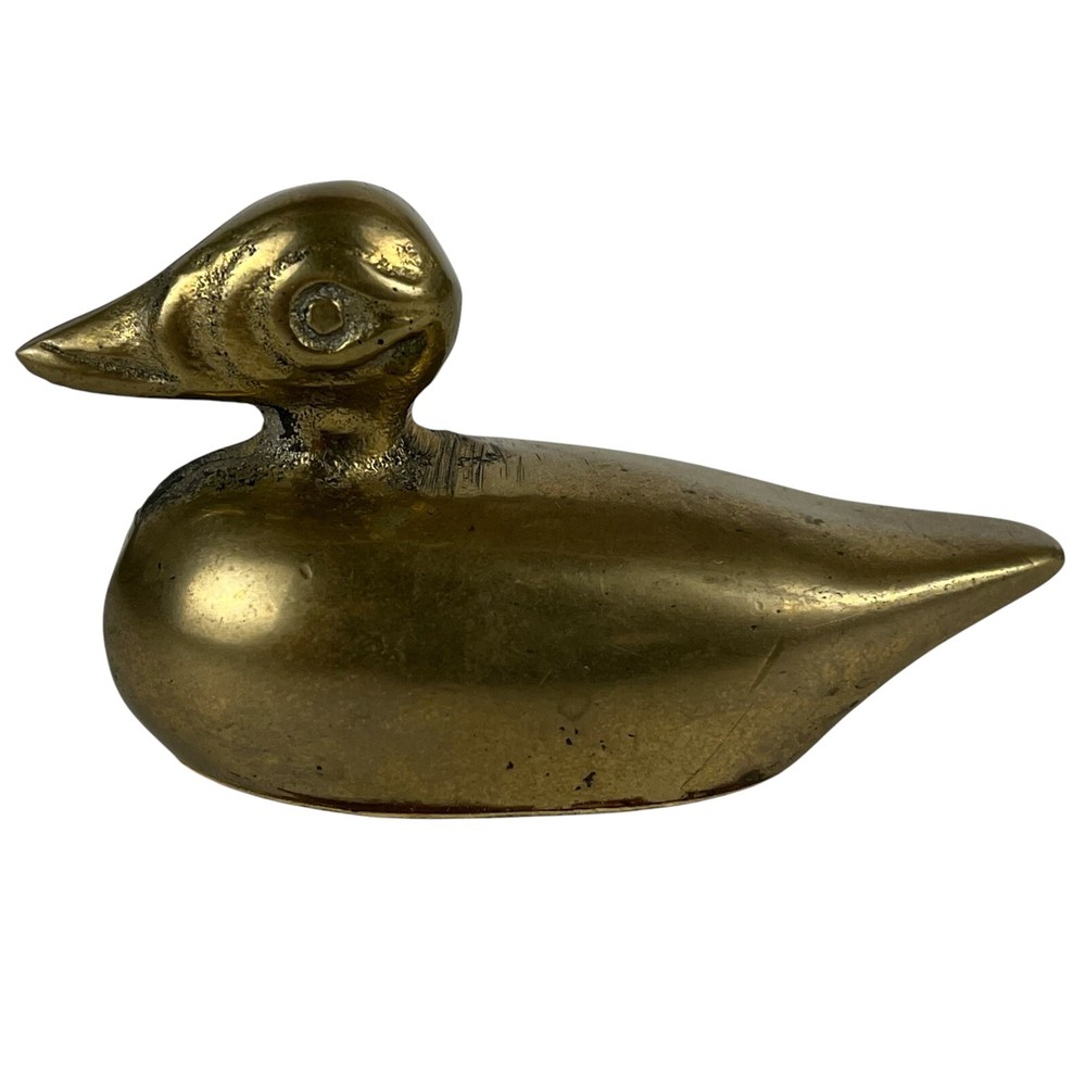Solid Brass Small Duck Decoy Vintage MCM