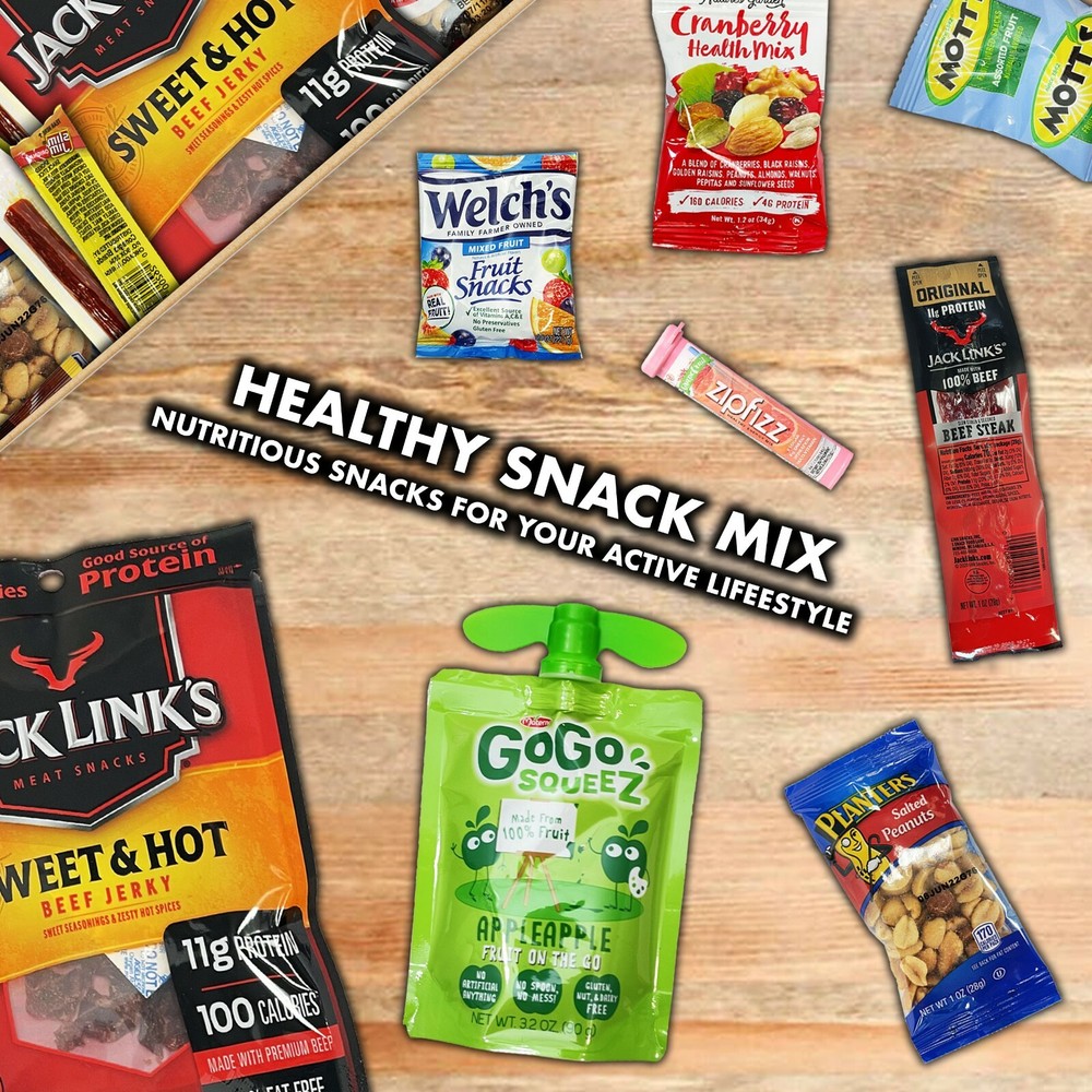 Healthy Snack Box Care Package, Nuts Crackers Bars Jerky Crackers Snacks Sampler