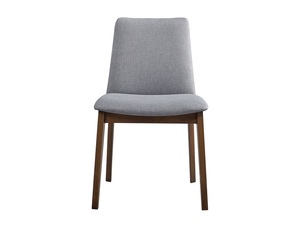 Kaela Light Gray Fabric & Walnut Finish Side Chair