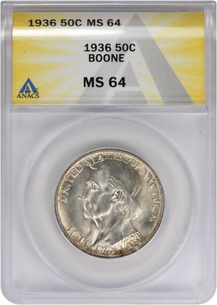 Boone Commemorative Silver Half Dollar 1936 MS64 ANACS