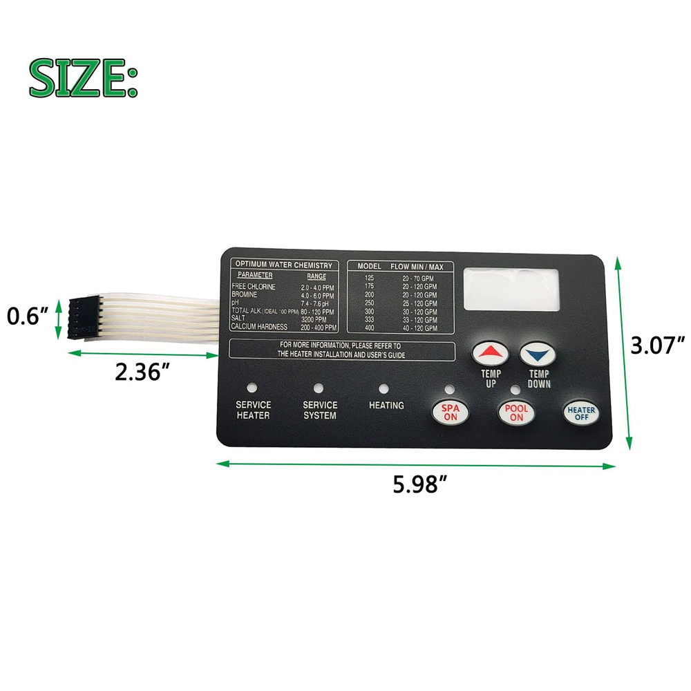 Replacement for Pentair 472610Z Switch Membrane Pad MasterTemp Pool & Spa Heater