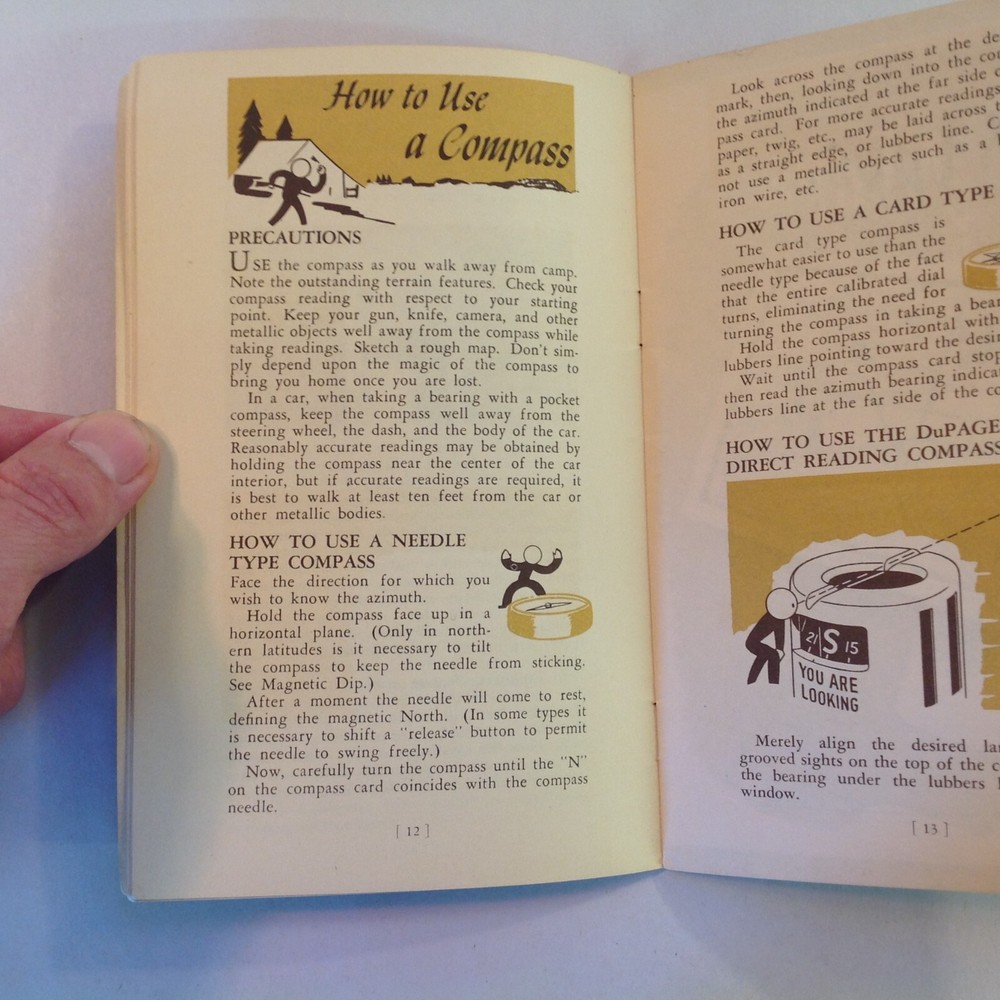Vintage 1945 DuPage Compass Handbook and Map Encyclopedia Instructions Guide
