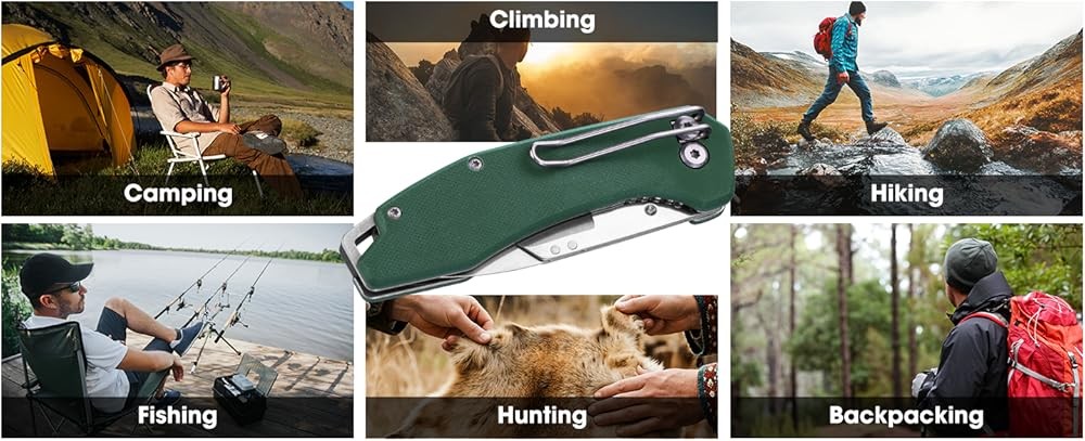 Replaceable Blade Folding Knife, 3-in-1 Poet Hunting Knives,