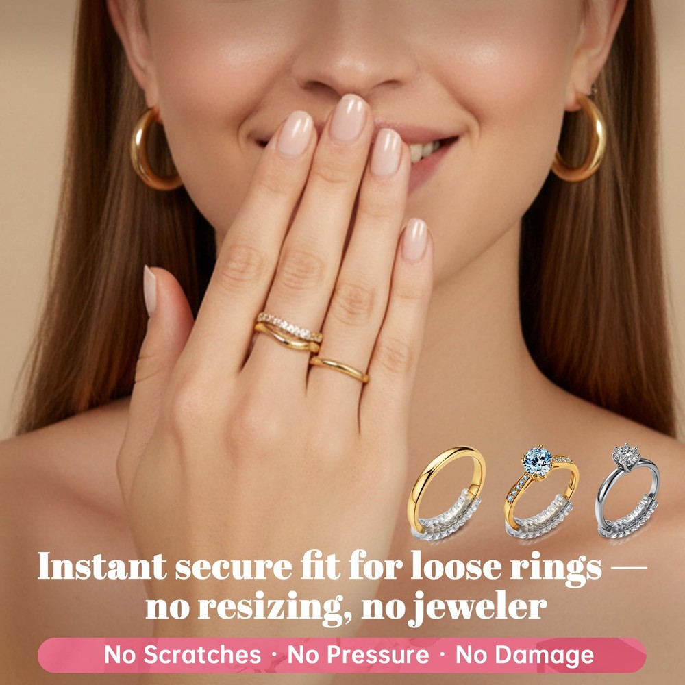 Ring Sizer Adjuster for Loose Rings – 12 Pack Invisible Guards, clear