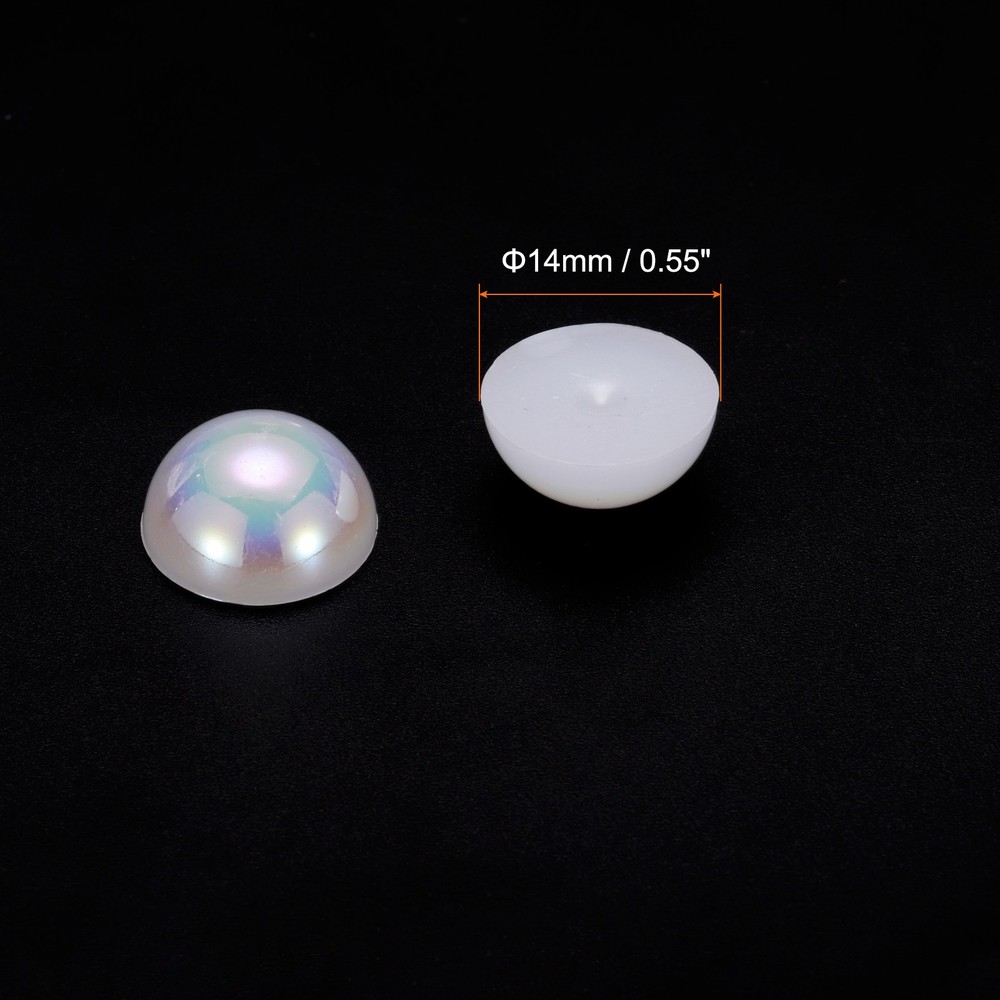 300pcs Flatback Pearls 14mm ABS Plastic Half Round Dome Pearls, Bright White
