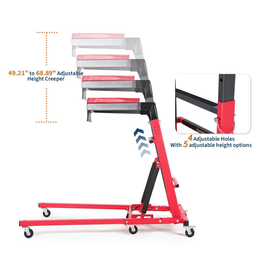 Automotive Topside Creeper 400LBS Adjustable Height Movable w/6 Wheels,Workshop