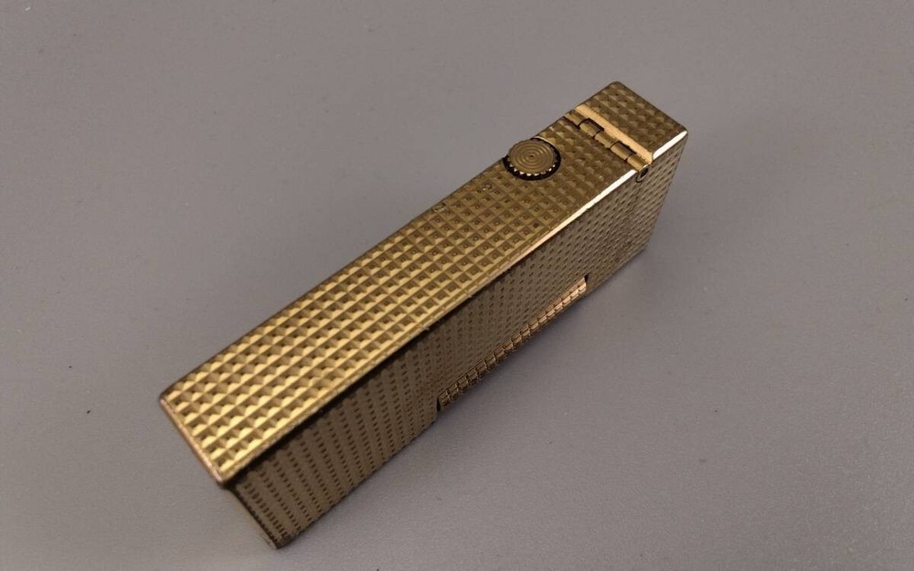 Dunhill Rollagas Transitional Gas Lighter, Custom Pipe, Gold Hob Nails, Working