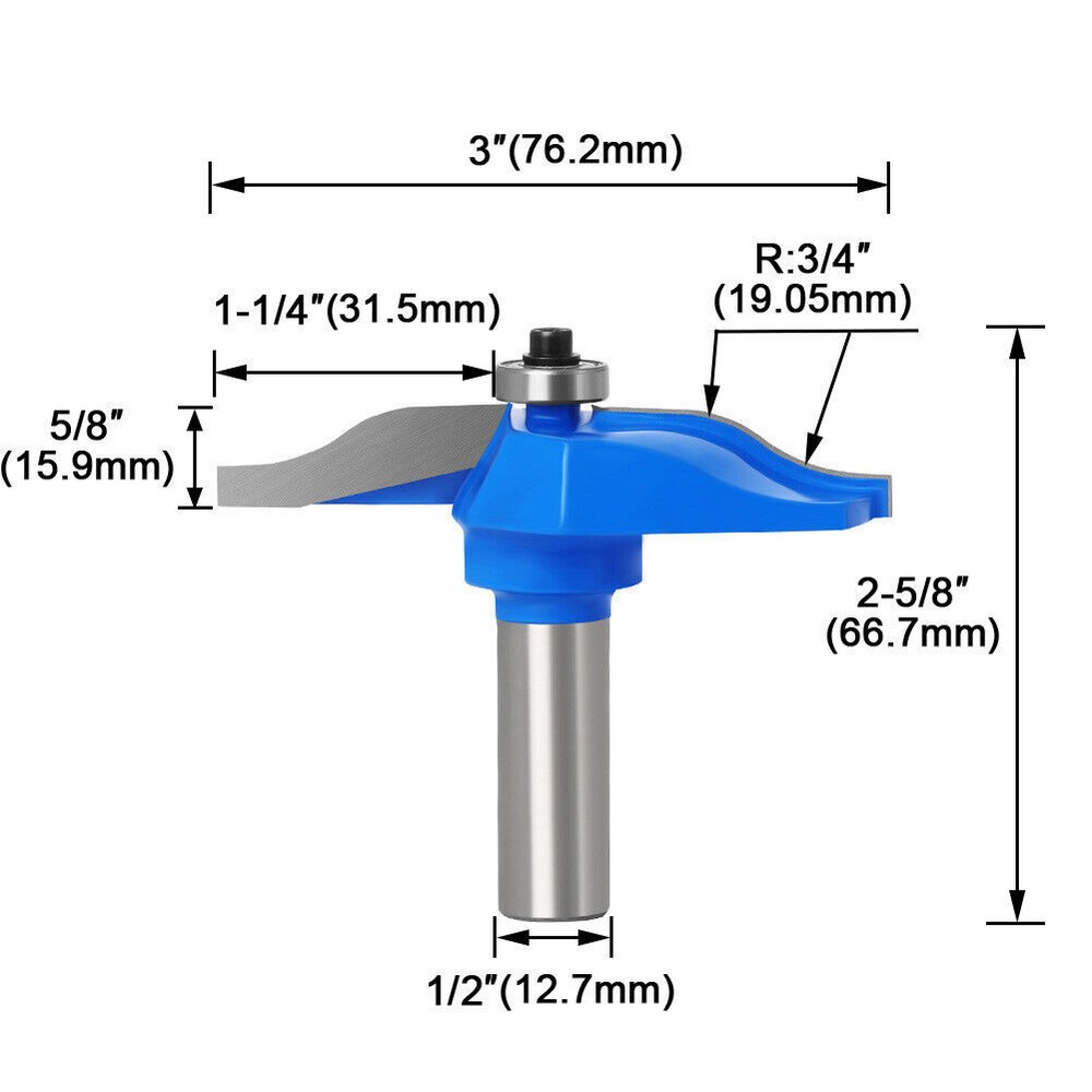 3" Diameter Ogee Raised Panel Router Bit - 1/2" Shank