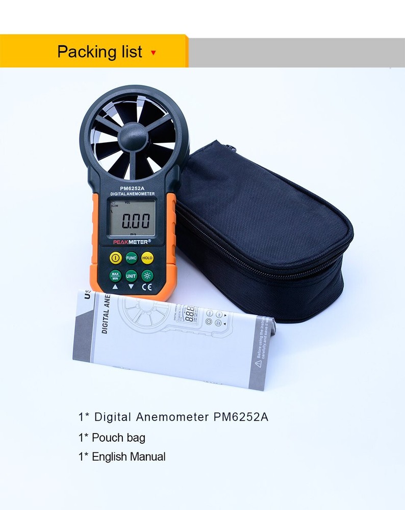 Digital Anemometer Handheld LCD Electronic Wind Speed Air Volume Measuring