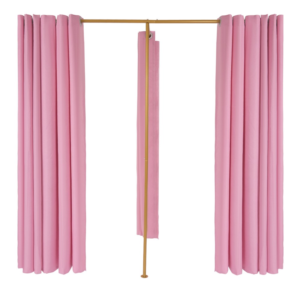 Mobile Fitting Room Portable Dressing Room Frame With Curtain & Hook Double Room