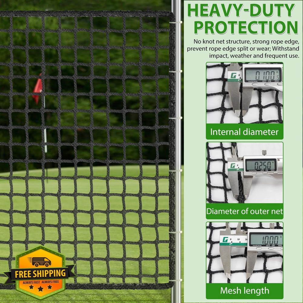 AKOZLIN Golf Hitting Net 10x10ft/15ft/20ft 1" Square Mesh