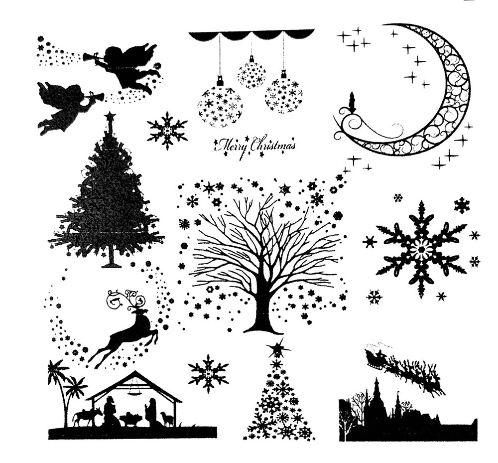 AAE CHRISTMAS DECALS - Low Fire Fusing Decal Sheet - WHITE ENAMEL