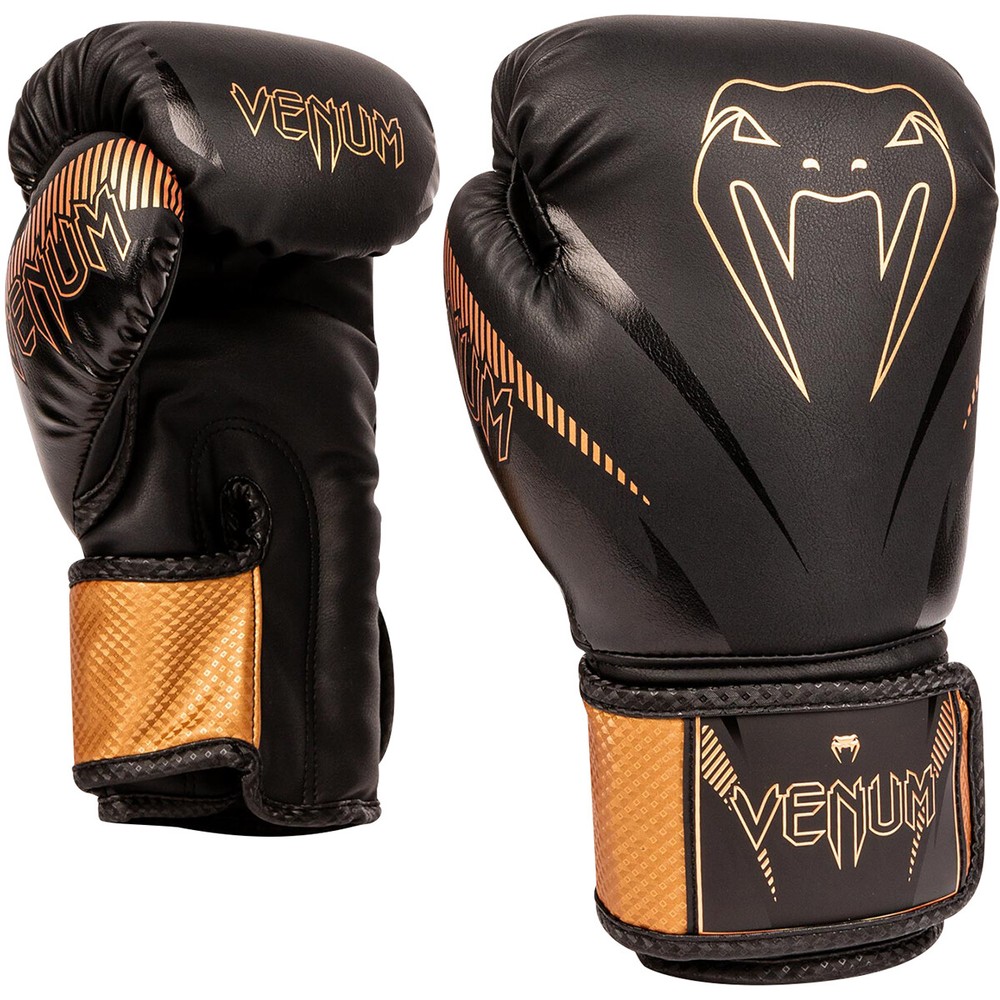 Venum Impact Hook and Loop Boxing Gloves - Black/Bronze