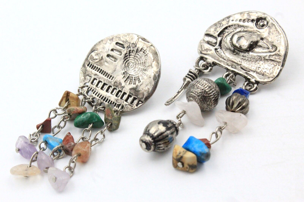Stunning Lovely Multistones Southwestern Dangle Drop Long Earrings
