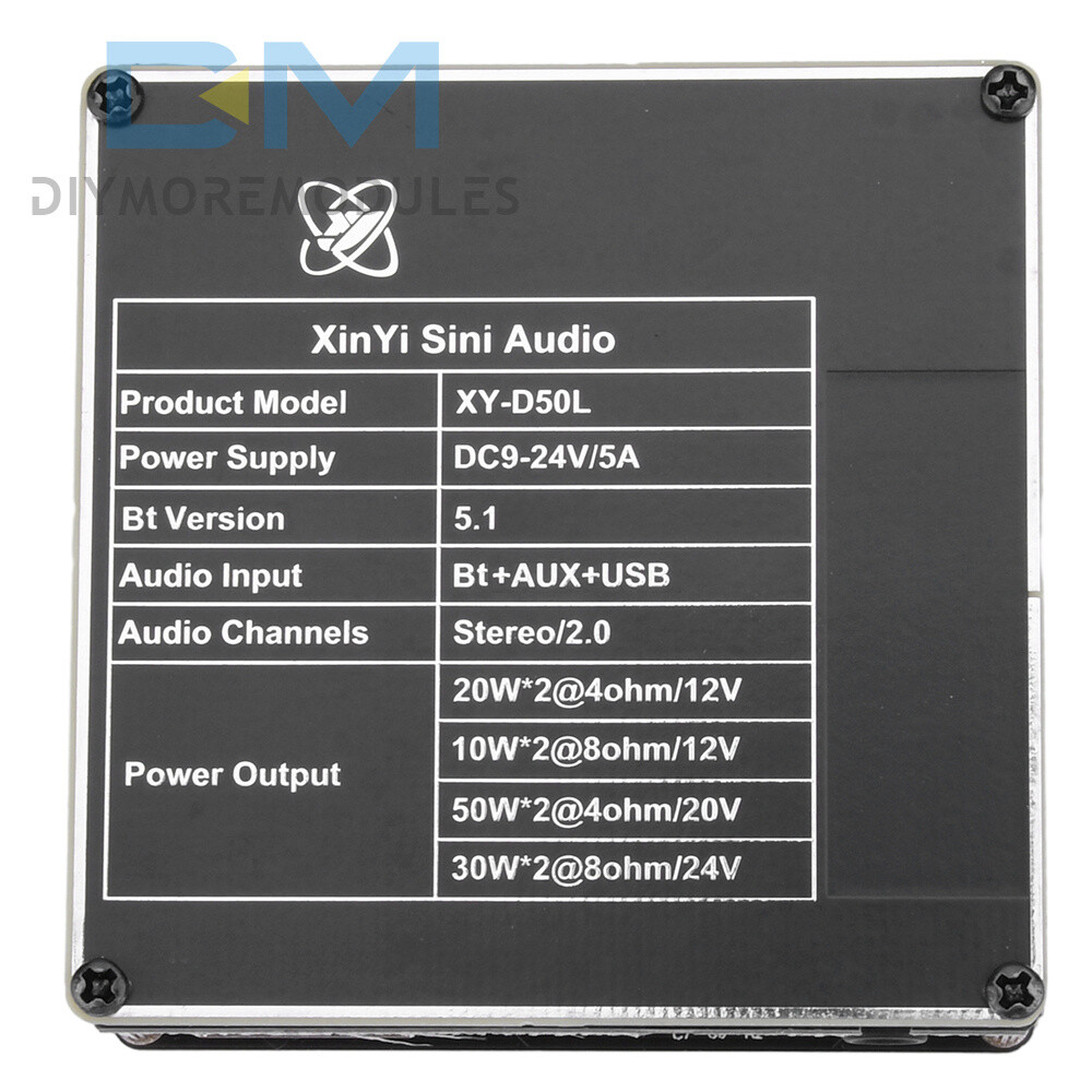 Bluetooth 5.1 D50L Stereo Digital Power Audio Amplifier Board+Light APP Control