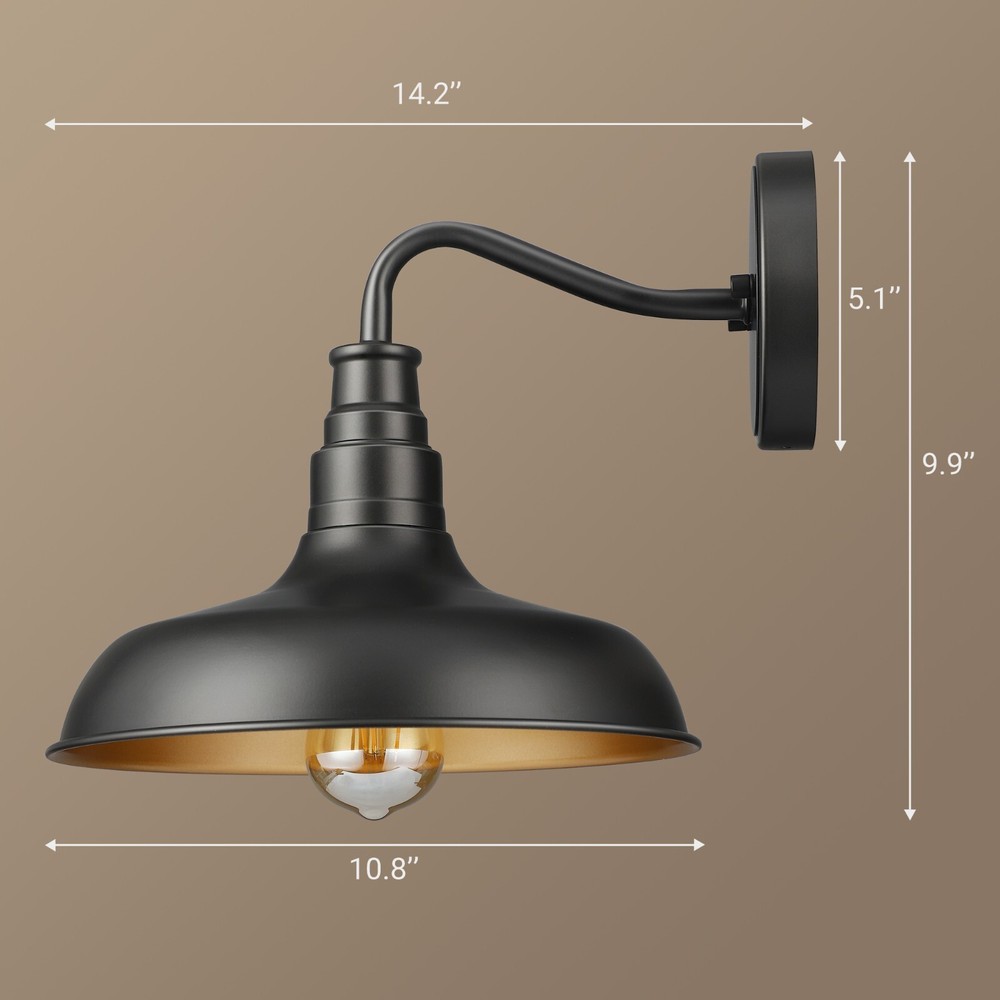 DEWENWILS 2 Pack Industrial Gooseneck Barn Light Wall Light Lantern Sconce