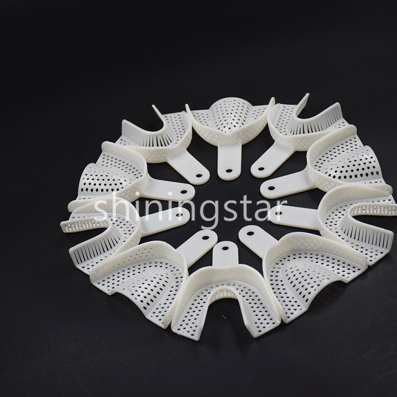12 Pcs Upper & Lower Dental Disposable Plastic Impression Trays 3 Sizes White
