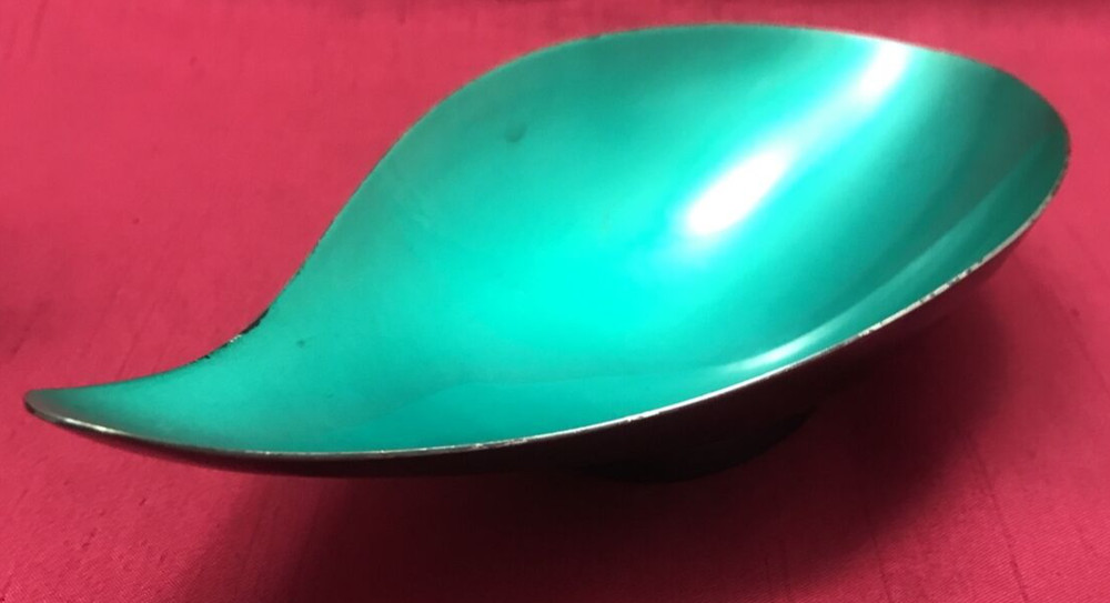 TEARDROP ENAMELLED SILVERPLATE BOWL Reed & Barton #64 Green