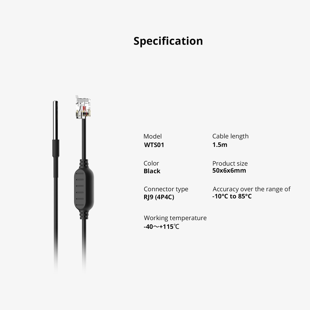 SONOFF WTS01 Waterproof Temperature Sensor, Works with TH Elite/TH Origin Switch