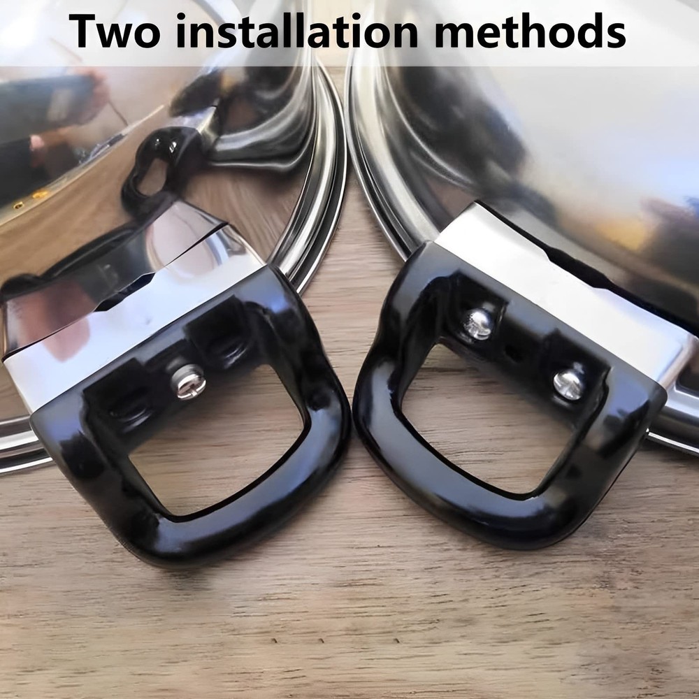 2 Pcs Pot Short Side Handles Replacement Metal Handle Universal /, Black