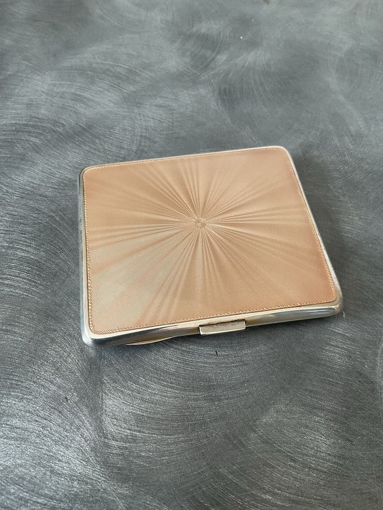 RARE SOLID SILVER DOUBLE SIDED ENAMEL CIGARETTE CASE MAPPIN & WEBB B’HAM 1937