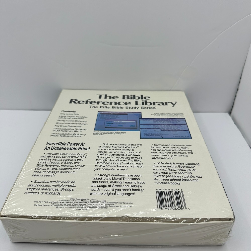 NEW SEALED The Bible Reference Library Software CD-ROM Ellis Enterprises 1993