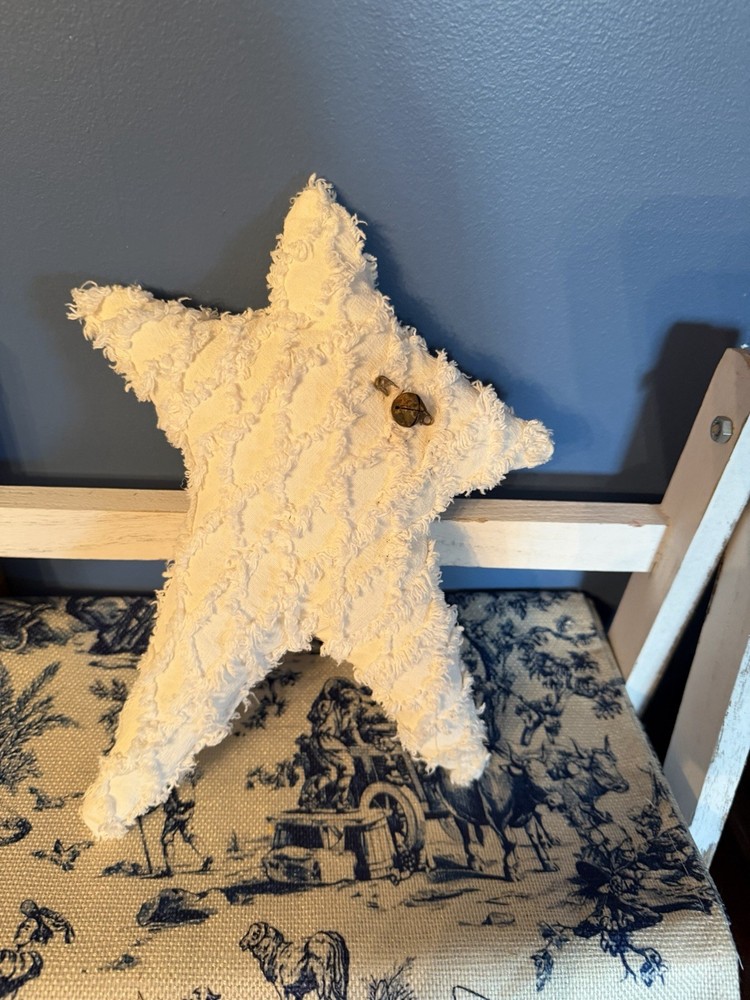 Primitive Folk Art White Vintage Bed Spread Star Handmade