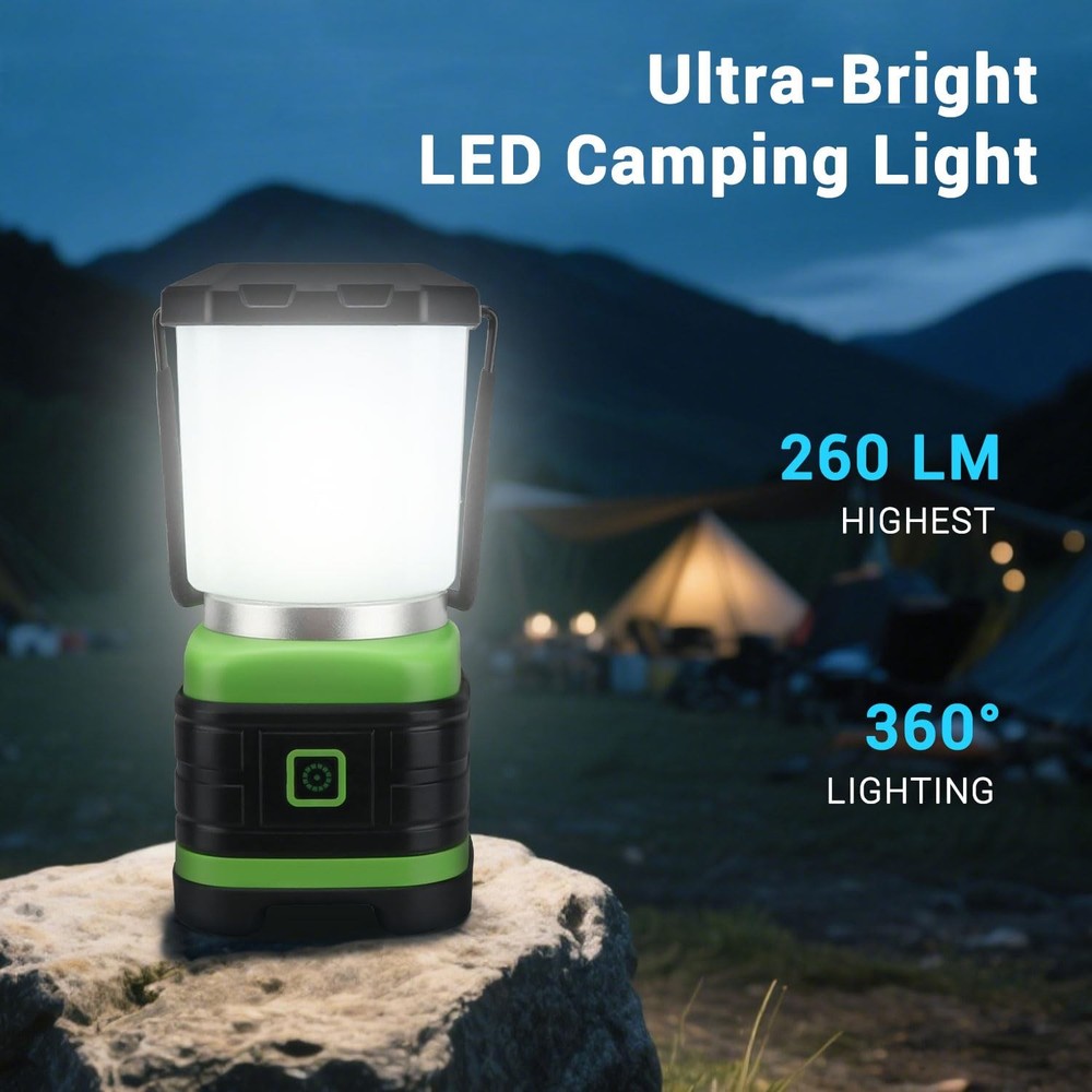 EXTRASTAR Camping Lantern, Lanterns for Power Outages, 2 Flash 1 pc, Green