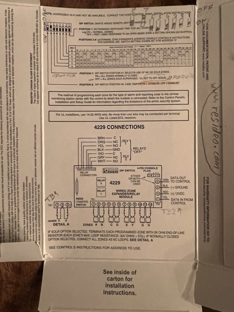 Honeywell Home 4229 Wired Zone Expander/Relay Module
